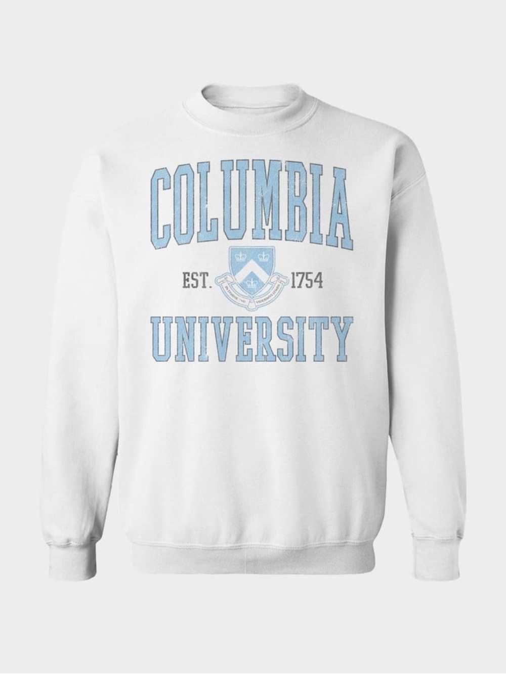 ⭐️Gildan White Sweatshirt with Light Blue Columbia University Graphic⭐️